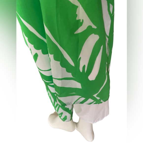 New Lilly Pulitzer Jumpsuit Women Green White Tropical Fully Lined With PocketXS - Picture 12 of 16